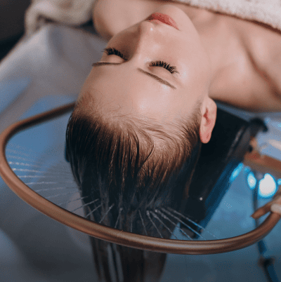 Spa hair care session in progress